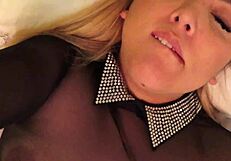 latina woman uses toys alone while partner works