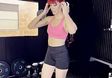 what's this athletic babe up to with her training partner in the gym?