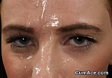 frisky bombshell in blowbang gets facial bukkake