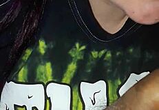 Sloppy Sucking on Massive Monster Cock Late at Night with Intense Action