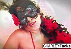 charley chase slips into sexy lingerie and stockings, showing off her big tits and ass for nude masturbation