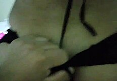 Amateur couple in hotel room, her bent over for intense doggystyle pounding as she enjoys it.