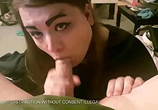 chubby sissy in crossdressing gear slurps gay cock until cum spurts on his face