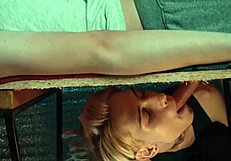 hard cock receives attention during massage session