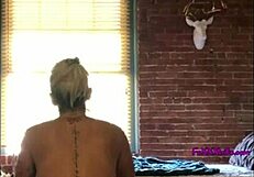 busty blond gives boobie then takes cock