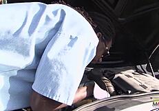 a helpful guy fixes a juicy milf's car and gets laid as thanks