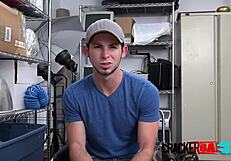 gay jock takes directors big black cock at office