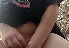 getting fucked in the woods with moans and cum!