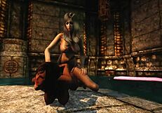 Skyrim characters engage in girl on girl action