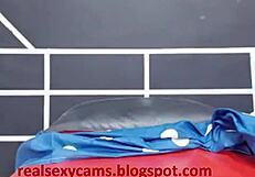 Teen camgirl reaches intense orgasm while masturbating live on camera.