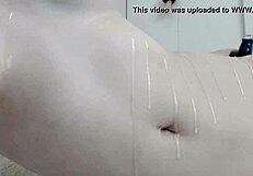 Blonde Teases with Oily Striptease, Ripping Clothes