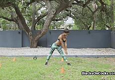 Beautiful Busty Fit Black Ebony Woman Gags On White Cock In Hardcore Interracial Blowjob