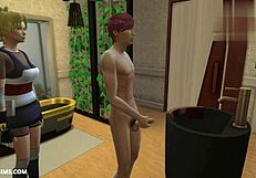 temari catches gaara stroking his massive cock in bathroom