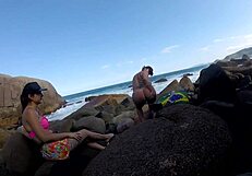 Ines Ventura and Joy Cardozo Share Steamy Outdoor Orgy on Galheta Beach