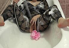 Is Her Hairy Pussy Wet From Shower Jet Or Fetish?