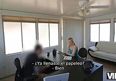 Blonde teen 18+ loves getting her pussy fucked for cash approval in office casting interview!