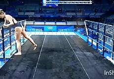 The sexy girls from ornamental jumps flaunt their perfect asses in a steamy display