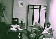 Black babe gets caught on office cctv during work