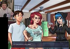 Summertime saga mommy bathes with teen in shower scene