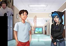 Summertime saga mommy bathes with teen in shower scene