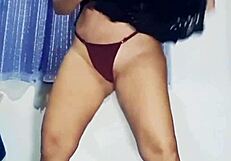 mirella delicia strips in lingerie, rips clothes, squirts while playing with dildo