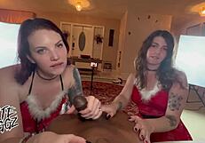 dante gets a hand job from santas lil helpers riley daniels & destiny 18+ love in interracial group massage