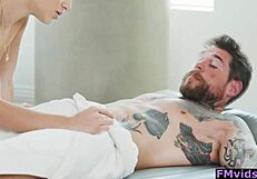 Abella danger, the gorgeous masseuse, offers a relaxing and sensual massage session