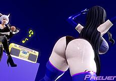 Dancing Seductively for a Miqote in This Captivating 3D Anime Hentai Scene