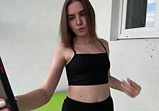 brunette model performs oral and doggy positions