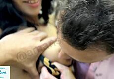 hey, check this wild trio with a hot brunette getting double penetrated outside the disco!