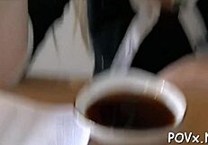 horny sweetheart in shower sucking cock before rough pov blowjob and hardcore sex