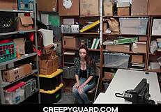 shoplifter avery stone sucks cock to escape punishment in the store