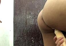 Hey, wanna see me playing with a dildo deep in my back?