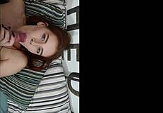 Skinny Tattooed Babe Receives Blowjob and Titty Fuck from Big Cock