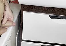 Supermdick33 hard masturbates hot dick in bathroom.