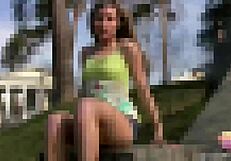 Blonde flashes panties outdoors