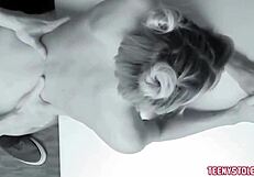 Blonde feels officer's huge cock at work