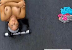 ebony babe gets pumped by horny pawn keeper!