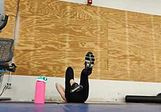 Asian in Tight Black Leggings at Gym