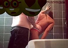 daddy takes me to play in the bathroom