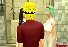 naruto locked in bathroom with hinata and sakura for threesome