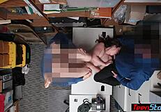 yo, see this cute teen 18+ thief with small tits banged by mall cops