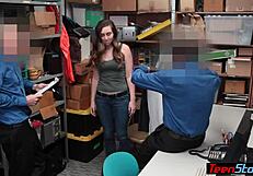 yo, see this cute teen 18+ thief with small tits banged by mall cops