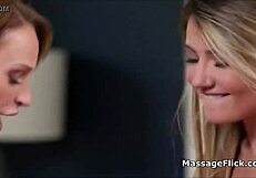 girlfriends get a surprise strapon during their massage