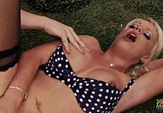 Blonde milf with big boobs gets prepared for anal