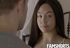 Bianca's stepbrother gives her blowjob before she bangs codey steele in pov group.