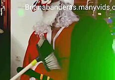 I, Briana Banderas, have an exciting encounter with Papa Noel and Marco Banderas in a trio