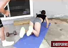 hot fuck after workout with brunette slut