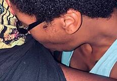 I watch the nerd swallow my big black cock