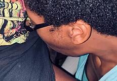 I watch the nerd swallow my big black cock